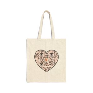 Canvas Tote Bag — Cute Cuddllies Animal Heart QR Design (Cute Animal Tote)