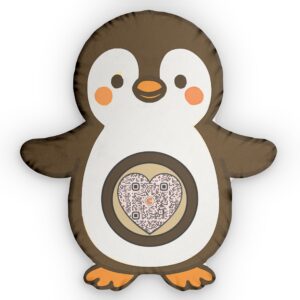 Cute Penguin Heart QR Code Pillow | Custom Shaped Pillow