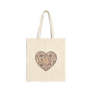 Canvas Tote Bag — Cute Cuddllies Animal Heart QR Design (Cute Animal Tote)